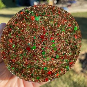 Handcrafted box w lid vibrant Christmas colors